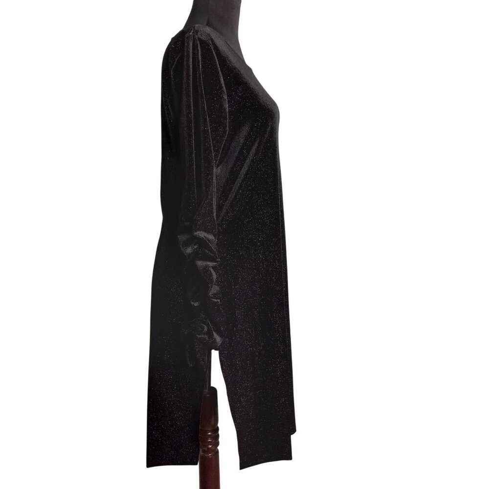 Vince Camuto Size M Dress Black Sparkle Velvet Long Sleeve Shimmer Metallic - Picture 3 of 8
